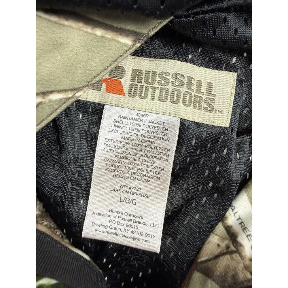 Russell Outdoors Realtree Rain Tamer II Jacket Hooded Camo Hunting Large
